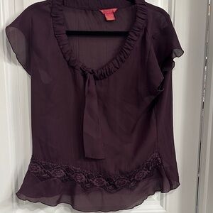 Sunny Leigh Deep Purple Blouse with Lace Trim